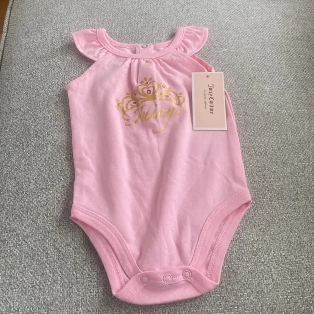 Juicy Couture pink ruffle Short sleeve onesie